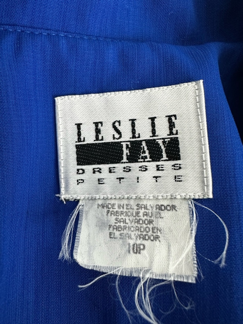 Vintage 80s Leslie Fay Blue Midi Dress with Belt Women's Size 10 Petite Stretch - Picture 10 of 12